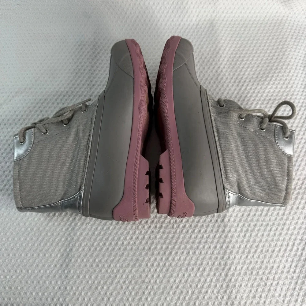 Sperry Port Boot Girls Grey Pink Silver Duck Boots Rain Boots Kids Girls Size 2M